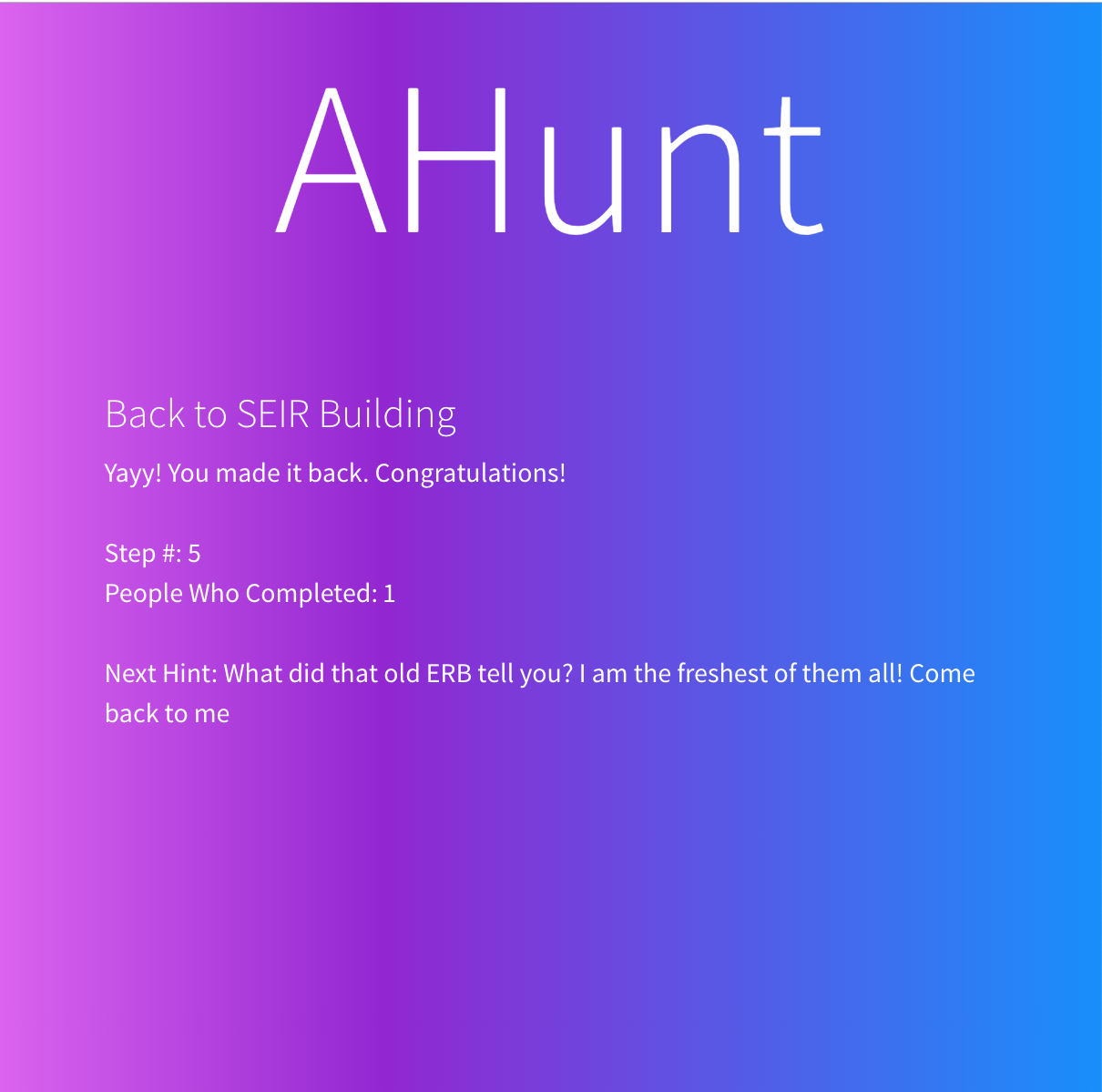 First ahunt slide